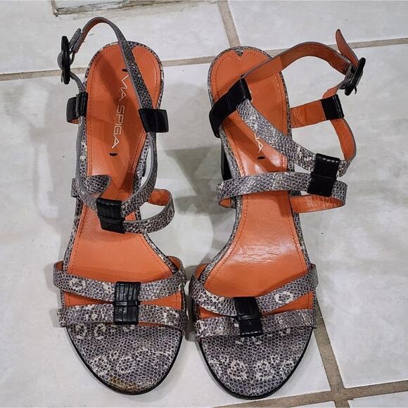 Via Spiga snakeskin python chunky block heels‎ sandals size 9 - Picture 2 of 8